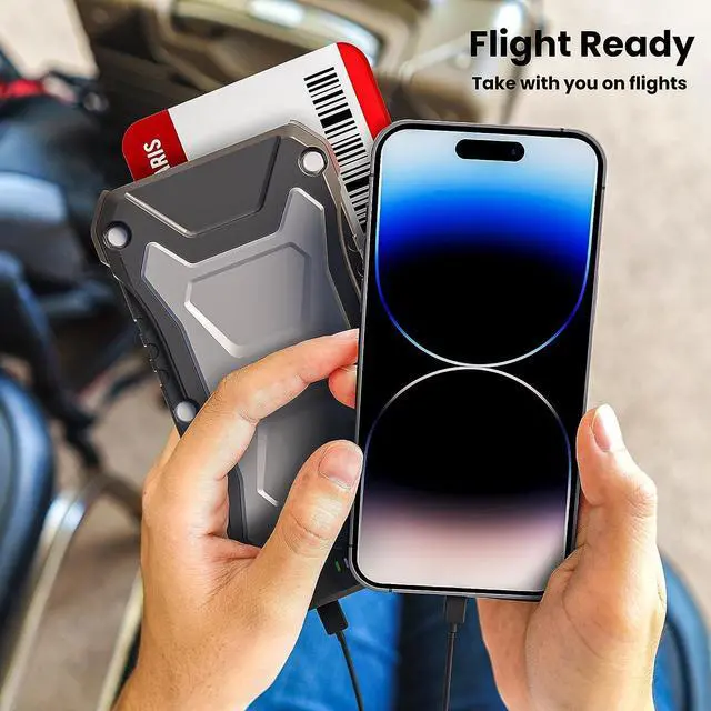 Alt view image 6 of 7 - TECHSMARTER Rugged & Waterproof 10000mAh 18W USB-C & 15W Wireless Portable Charger, Tactical Heavy Duty Power Bank for Outdoors, Camping, Compatible with iPhone, iPads, Samsung, Androids