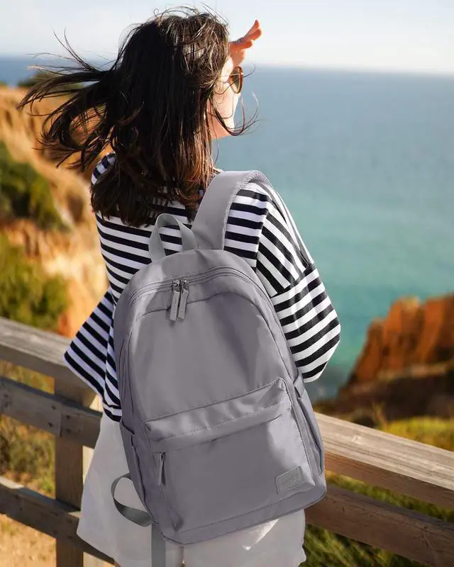 Alt view image 2 of 7 - HOMIEE Lightweight Stylish Casual Daypack, Water-Resistant Backpack Unisex Laptop Bookbag, 14-Inch Laptop Backpack for Women & Men, Travel/School/Casual/Work Backpack, Grey