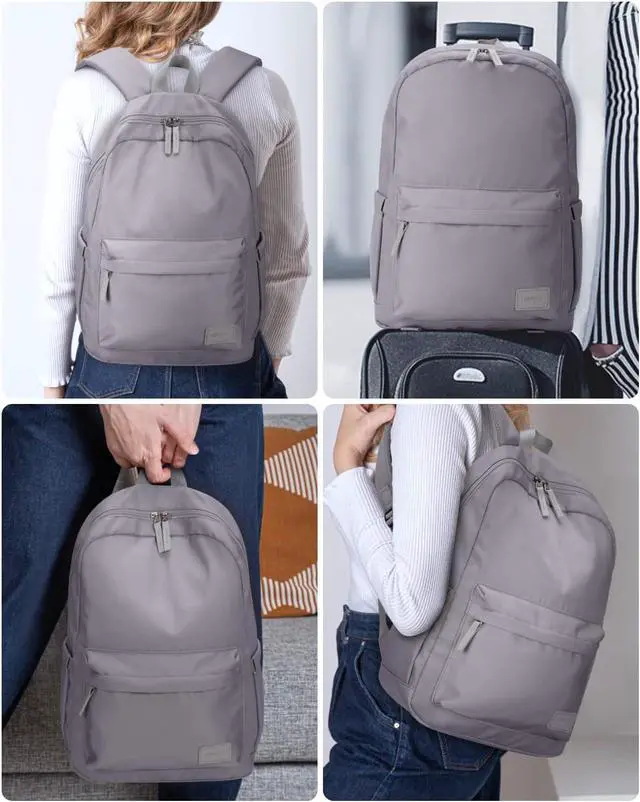 Alt view image 5 of 7 - HOMIEE Lightweight Stylish Casual Daypack, Water-Resistant Backpack Unisex Laptop Bookbag, 14-Inch Laptop Backpack for Women & Men, Travel/School/Casual/Work Backpack, Grey