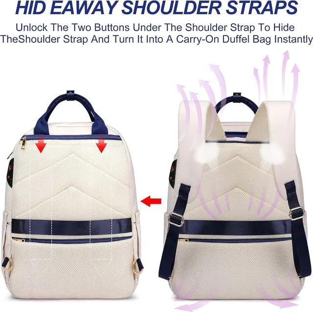 Alt view image 2 of 7 - 17 Inch Laptop Backpack for Women Men Fashion Work, Large Capacity Waterproof Bagpack with USB Port, College Daypack Business Travel Backpack,Blue-White