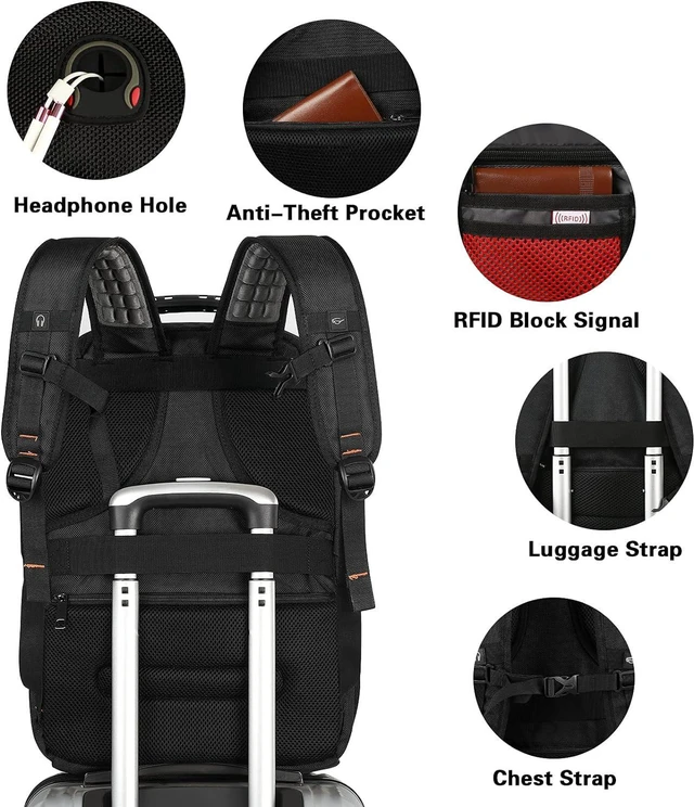 Alt view image 5 of 7 - Travel Laptop Backpack,Extra Large 18.4 Inch Laptop RFID Anti Theft TSA Friendly Backpack with USB Charging Port,Water Resistant College Bookbag,Computer Bag for Women Men Notebook&Basketball