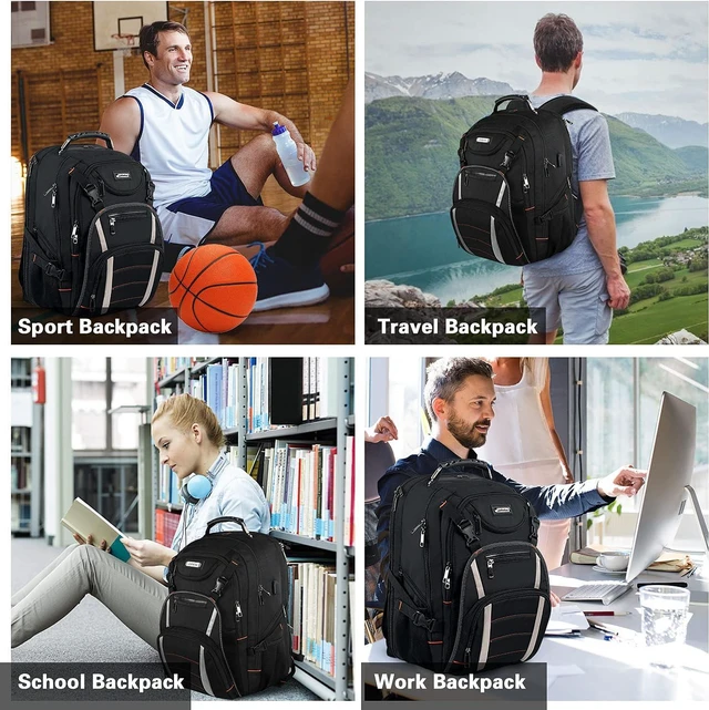 Alt view image 7 of 7 - Travel Laptop Backpack,Extra Large 18.4 Inch Laptop RFID Anti Theft TSA Friendly Backpack with USB Charging Port,Water Resistant College Bookbag,Computer Bag for Women Men Notebook&Basketball