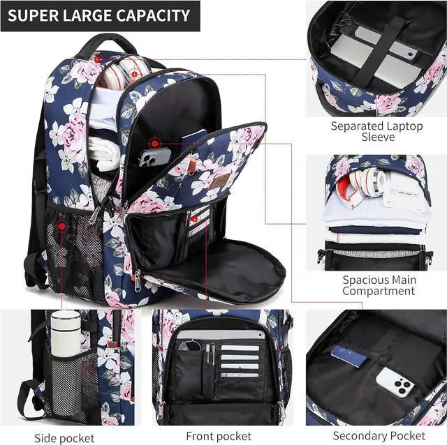 Alt view image 2 of 7 - Laptop Backpack, Men Professional Backpack with Laptop Compartment & USB Charging Port for Business/School/Travel, Waterfroof Backpack for Teen Girls