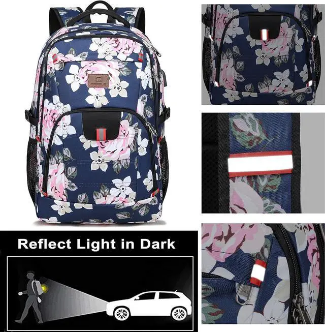 Alt view image 6 of 7 - Laptop Backpack, Men Professional Backpack with Laptop Compartment & USB Charging Port for Business/School/Travel, Waterfroof Backpack for Teen Girls