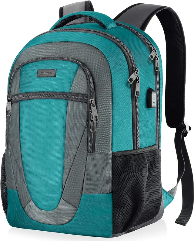 Main image of BIKROD Teal Backpack for Woman and Men, Travel Laptop School Backpack for Teens with USB Charging, Waterproof College Back Pack for 17.3 IN Laptop Backpack, Adult Business Computer Travel Backpack,
