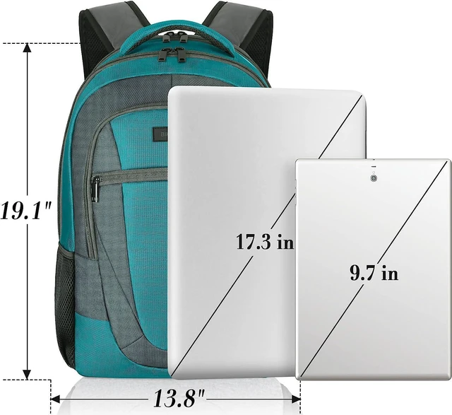 Alt view image 7 of 7 - BIKROD Teal Backpack for Woman and Men, Travel Laptop School Backpack for Teens with USB Charging, Waterproof College Back Pack for 17.3 IN Laptop Backpack, Adult Business Computer Travel Backpack,
