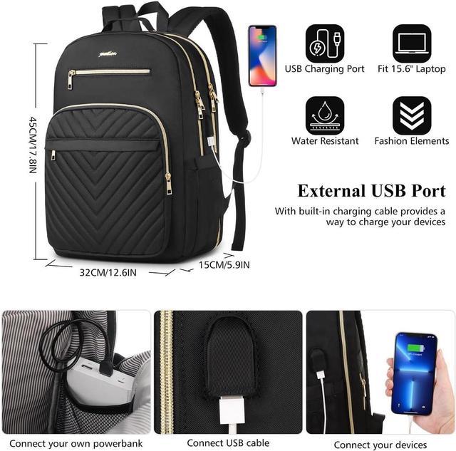 Women hot Girls Canvas Backpack Schoolbag Laptop Bookbag W/USB Port& Lock Waterproof