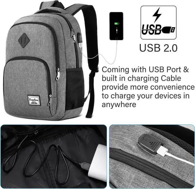 Alt view image 2 of 7 - 17.3 Inch Backpack for Men and Women,School Bookbag for Teenager,Laptop Bookbag with USB Charging port for Business Work College Travel Trip