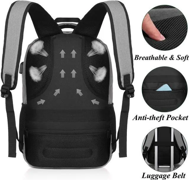 Alt view image 5 of 7 - 17.3 Inch Backpack for Men and Women,School Bookbag for Teenager,Laptop Bookbag with USB Charging port for Business Work College Travel Trip