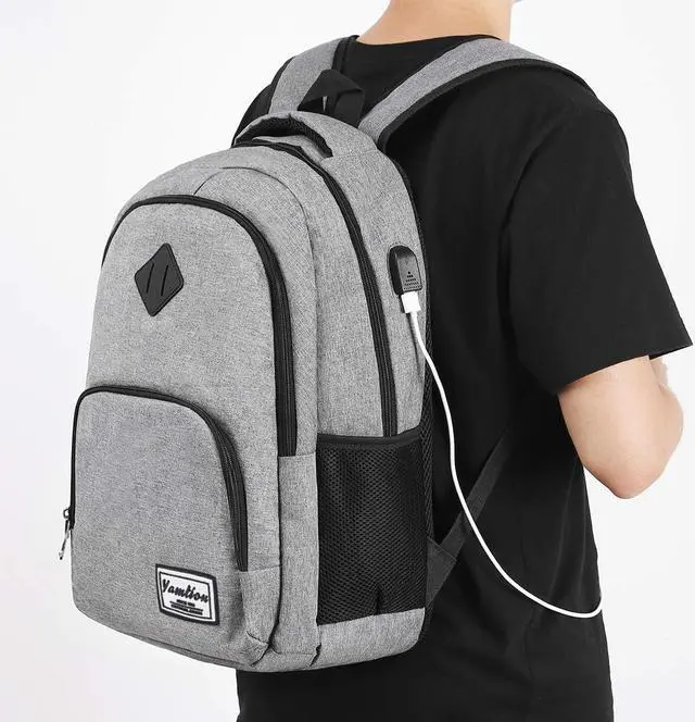 Alt view image 7 of 7 - 17.3 Inch Backpack for Men and Women,School Bookbag for Teenager,Laptop Bookbag with USB Charging port for Business Work College Travel Trip