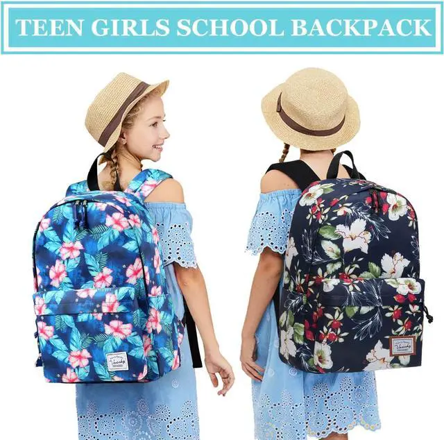 Alt view image 6 of 6 - Girls Backpack, VASCHY Water Resistant Fashion Floral 15.6 inch Laptop School Bookbag for Women Casual Daypack Travel Rucksack with Padded Laptop Sleeve (Turquoise Floral Blooms)