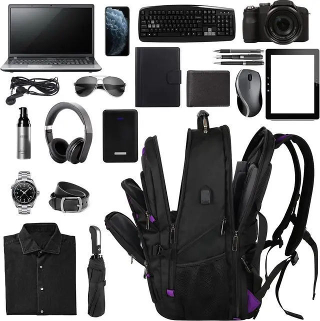Alt view image 2 of 7 - 18.4 inch Travel Backpack Men Women, 55L Extra Large Laptop Backpack RFID Anti Theft TSA Friendly Flight Approved Backpacks, Water Resistant College School Heavy Duty With USB Charging Port