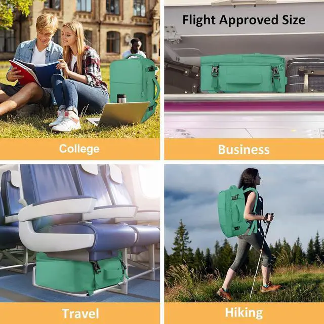 Alt view image 7 of 7 - Travel Backpack for College Woman, Lightweight Backpack for 15.6inch Laptop with USB Charging Port, TSA Friendly Bag for Women Traveling, Backpack Carry On Luggage for Girlfriend Gym Sports, Green