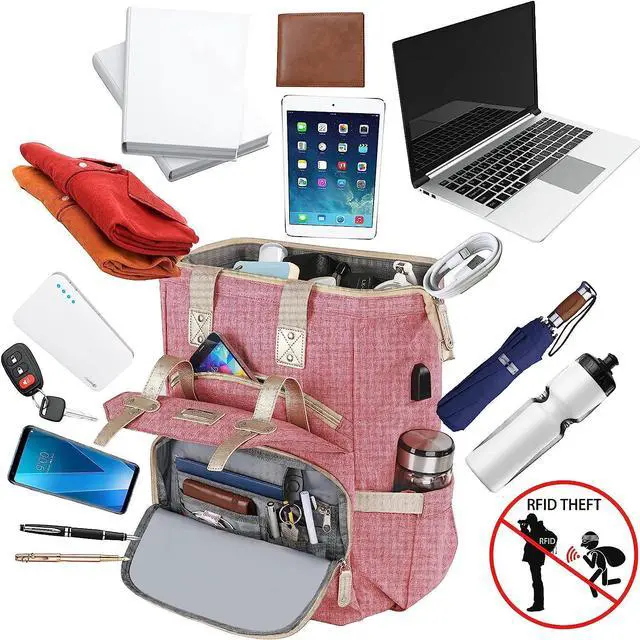 Alt view image 2 of 7 - Laptop Backpack for Women Large Computer Backpack 17 Inch Laptop with USB Charging Port Water Resistant Teacher work nurse Doctor Bookbag
