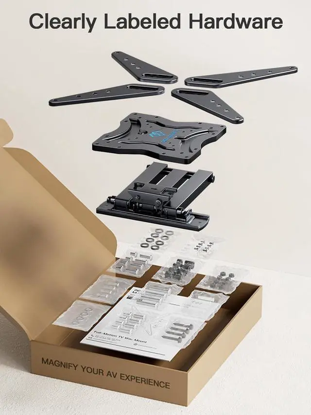 Alt view image 7 of 7 - PERLESMITH Full Motion TV Wall Mount for 26-60 Inch TVs, TV Mount with Articulating Arms Swivels Tilt Extension - Wall Mount TV Brackets VESA 400x400 Fits LED LCD OLED 4K TVs Up to 77 lbs