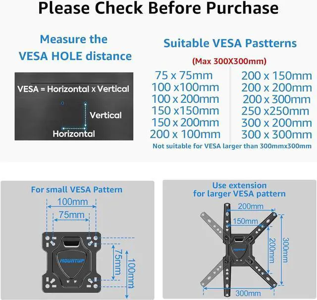 Alt view image 2 of 7 - MOUNTUP Full Motion TV Wall Mount for Most 26-50 Inch TVs, Max VESA 300x300mm Wall Mount TV Bracket with Swivel Tilting Extension Level Adjustment for LED LCD Flat Curved TVs Up to 53 LBS, MU0018