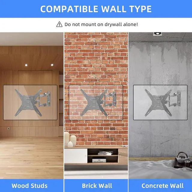 Alt view image 7 of 7 - Full Motion TV Wall Mount for Most 26-55 Inch Flat Curved TVs, Wall Mount TV Bracket with Swivel Articulating Extension Tilt Arm, Support up to 70lbs, Max VESA 400x400mm(MAP3)