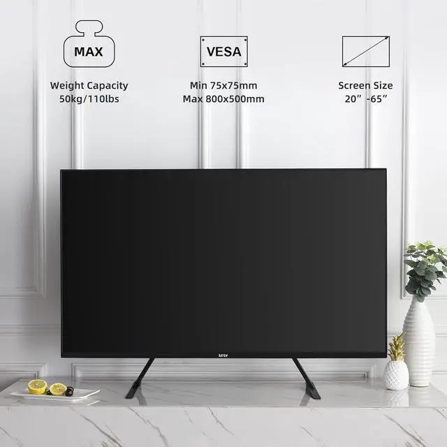 Alt view image 3 of 7 - Universal TV Stand, Metal TV Legs for 20-65 inch LCD/LED/OLED/Plasma Flat&Curved Screen TV Height Adjustment with VESA 75x75mm to 800x500mm Max ML1760