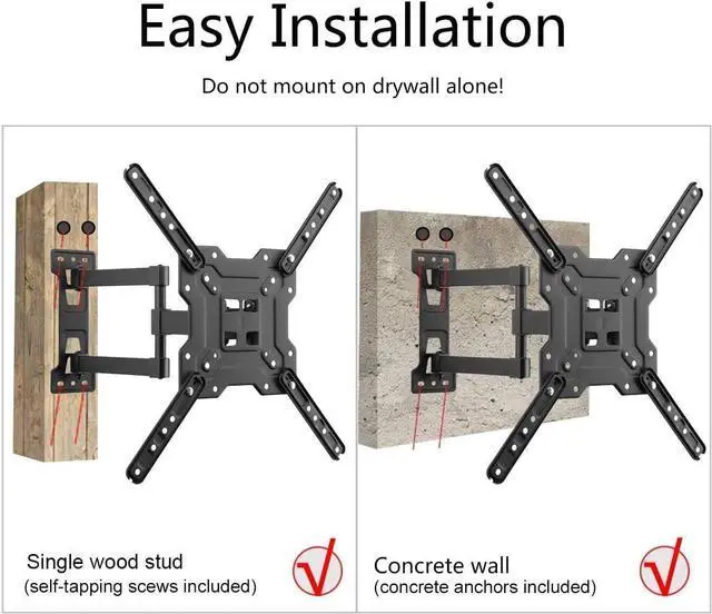 Alt view image 6 of 7 - Suptek TV Wall Mount Swivel and Tilt Full Motion for Most 23 to 55 inch TV Mount up to 55lbs max VESA 400x400mm (A1+)