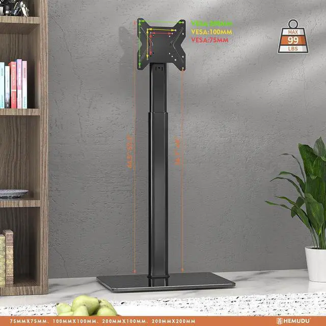 Alt view image 5 of 7 - Universal TV Stand Monitor with Mount 100 Degree Swivel Height Adjustable and Tilt Function for 19 to 43 inch LCD, LED OLED TVs,Space Saving Standing Bedroom Living Room Corner,Black