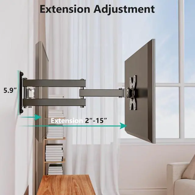 Alt view image 6 of 7 - WALI TV Wall Mount Articulating LCD Monitor Full Motion 15 inch Extension Arm Tilt Swivel for Most 13 to 32 inch LED TV Flat Panel Screen with Mounting Holes up to 100x100mm (1330LM), Black