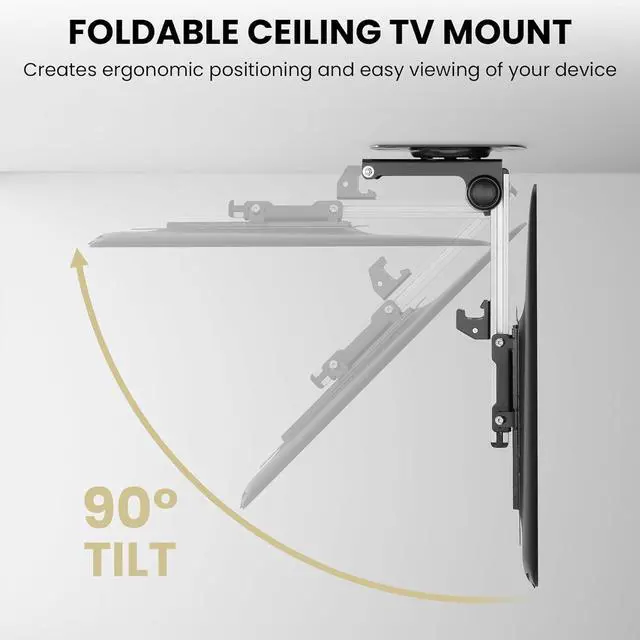 Alt view image 2 of 7 - ZeboZap ZZTVC8022 Flip Down Ceiling TV and Monitor Mount | Gazebo| RV TV Mount | Kitchen Overhead & Under Cabinet Mount | Height Adjustable | Holds 44lbs | Fits Screens 13" to 37"