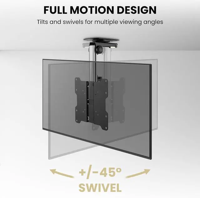Alt view image 3 of 7 - ZeboZap ZZTVC8022 Flip Down Ceiling TV and Monitor Mount | Gazebo| RV TV Mount | Kitchen Overhead & Under Cabinet Mount | Height Adjustable | Holds 44lbs | Fits Screens 13" to 37"