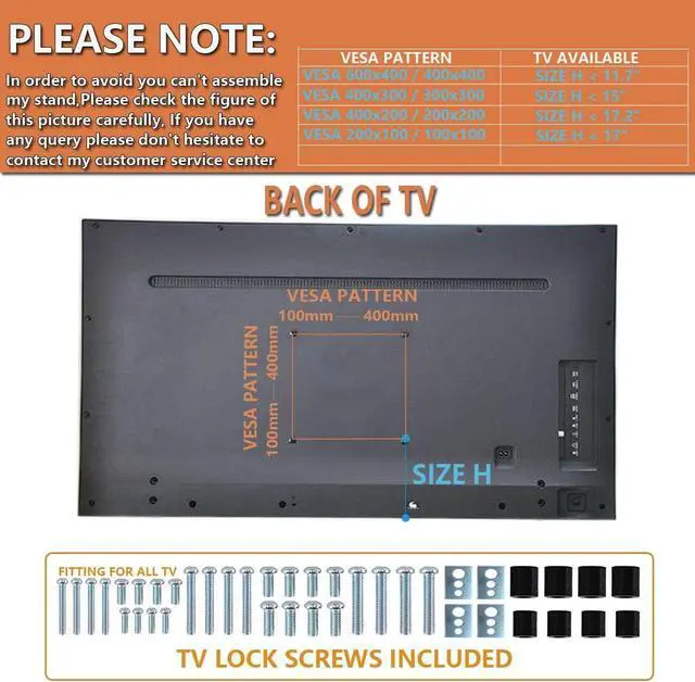 Alt view image 7 of 7 - Universal Tabletop TV Stand with Wall Mount for 32 to 70 inch 4 Level Height Adjustable, Heavy Duty Tempered Glass Base, Holds up to 110lbs Screens, HT03B-002