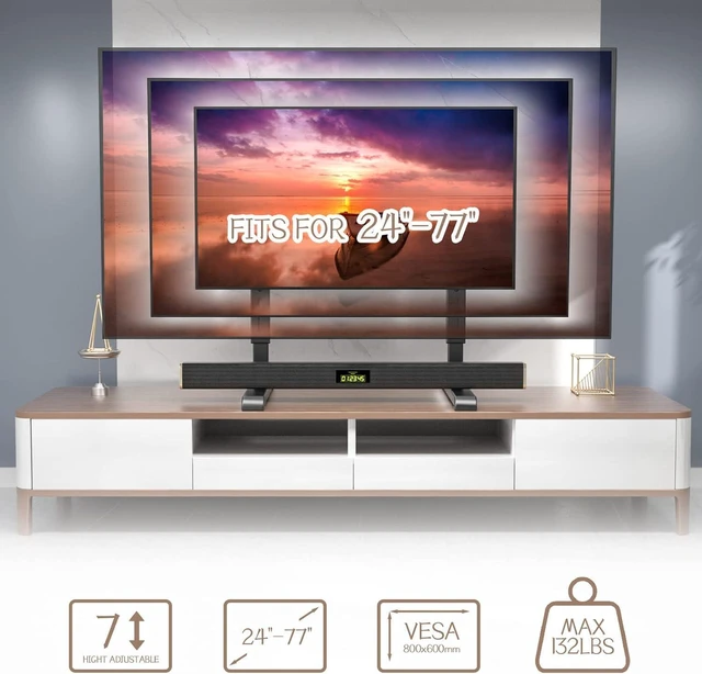 Alt view image 2 of 7 - Universal TV Stand, Table Top TV Stand Base Wobble-Free Replacement for Most 24 to 77 Inch LCD LED TVs, 7 Height Adjustable TV Legs Hold up to 110lbs, Max VESA 800x500mm, Black AX10TB02