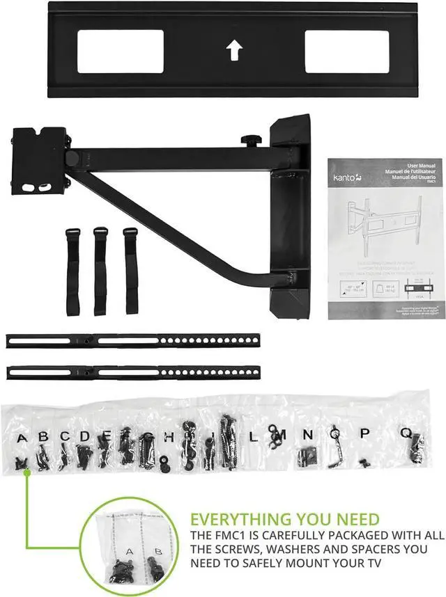 Alt view image 5 of 7 - Kanto FMC1 Telescoping Corner TV Mount for 40-inch to 60-inch TVs | Black