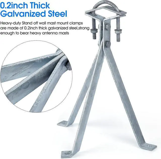 Alt view image 5 of 5 - 14 Inch Heavy-Duty Antenna Wall Mount,Windproof Stand Off Wall Mast Mount Clamps,1 Pair with Expansion Bolts (1 Pair Mount ( 3-Leg + 2-Leg), 14 Inch)