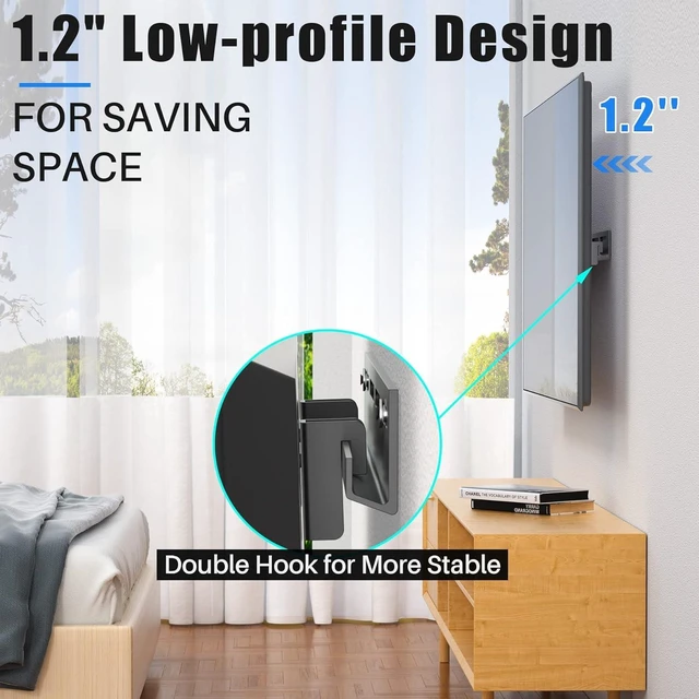 Alt view image 2 of 7 - Low Profile Fixed TV Wall Mount for 32-75 Inch Flat Screen TVs up to 150lbs