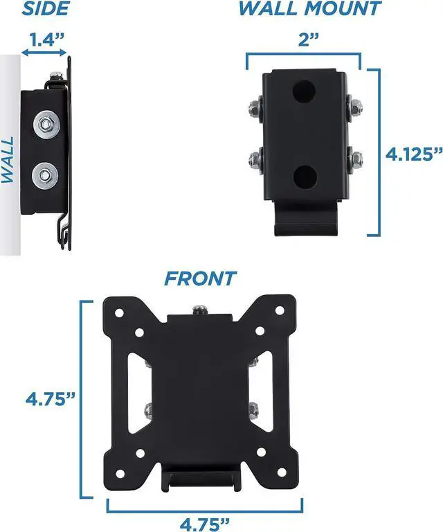 Alt view image 4 of 7 - Mount-It! Tilting TV Wall Mount Bracket for Small TV and Computer Monitors, Low-Profile Design with Quick Release Function, Fits 24, 27, 30 and 32 Inch Screens Up to VESA 100, 44 Lbs Capacity, Black