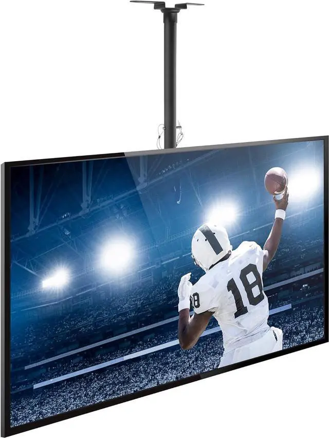 Alt view image 2 of 7 - Mount-It Ceiling TV Mount For 32 37 40 42 43 50 55 60 65 70 Inch Flat Panel Televisions, Articulating Hanging Swivel TV Pole Bracket Adjustable Height 175 Pound Capacity, Black (MI-501B), Single