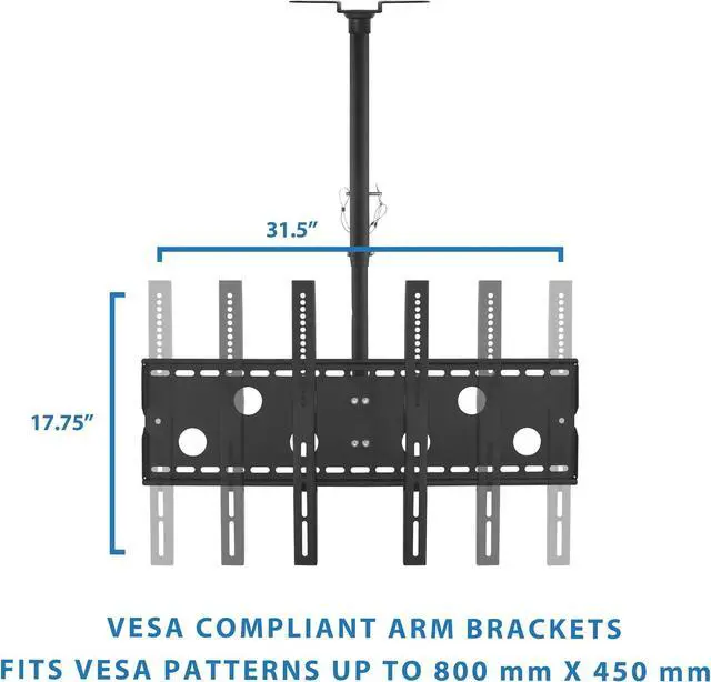 Alt view image 7 of 7 - Mount-It Ceiling TV Mount For 32 37 40 42 43 50 55 60 65 70 Inch Flat Panel Televisions, Articulating Hanging Swivel TV Pole Bracket Adjustable Height 175 Pound Capacity, Black (MI-501B), Single