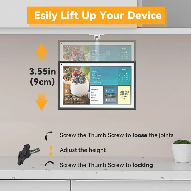 Alt view image 3 of 7 - Laivli Show 15 Under Cabinet Mount, Easy to Adjust The Height with Thumb Screw, Rotate Tilt Swivel for 15.6" Smart Display, Whole Aluminum Mount for Show 15VESA 75x75mm 100x100mm