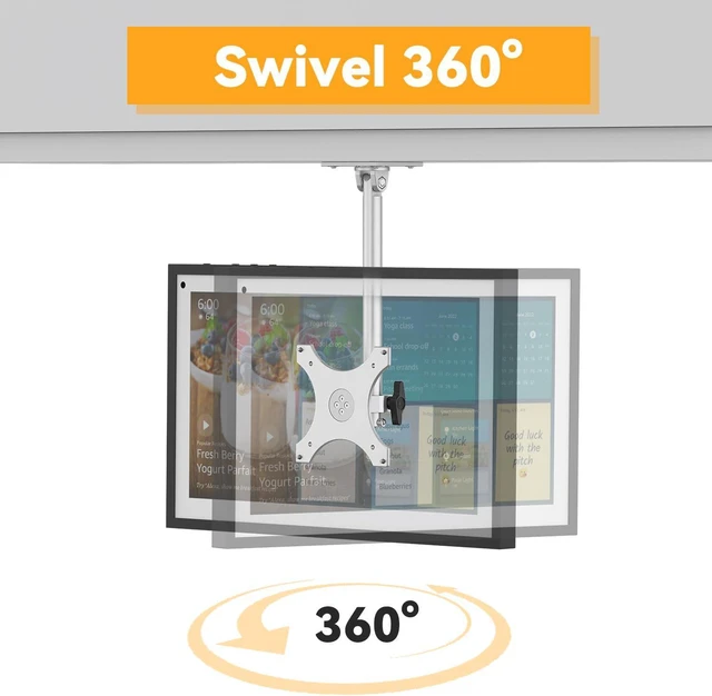 Alt view image 5 of 7 - Laivli Show 15 Under Cabinet Mount, Easy to Adjust The Height with Thumb Screw, Rotate Tilt Swivel for 15.6" Smart Display, Whole Aluminum Mount for Show 15VESA 75x75mm 100x100mm