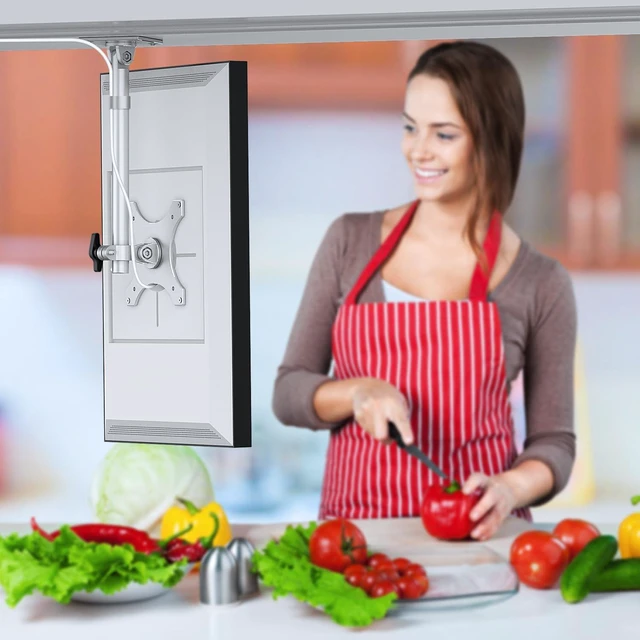Alt view image 6 of 7 - Laivli Show 15 Under Cabinet Mount, Easy to Adjust The Height with Thumb Screw, Rotate Tilt Swivel for 15.6" Smart Display, Whole Aluminum Mount for Show 15VESA 75x75mm 100x100mm