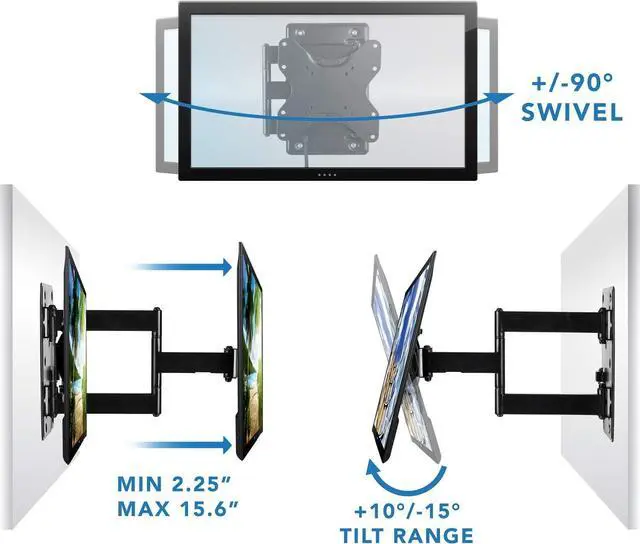 Alt view image 5 of 7 - Mount-It! Lockable RV TV Wall Mount for 23-43 Inch TVs, Quick-Release Full Motion Bracket for Campers, Motorhomes, Trailers & Boats, Secure Swivel Arm, VESA 75x75-200x200, 77 lbs Capacity