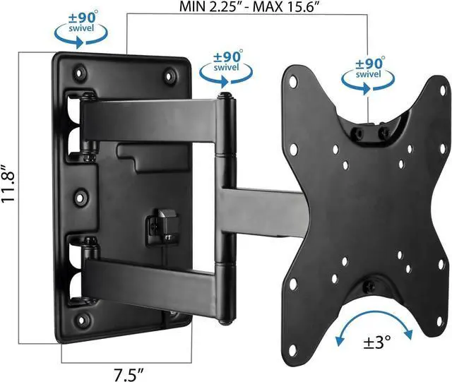 Alt view image 7 of 7 - Mount-It! Lockable RV TV Wall Mount for 23-43 Inch TVs, Quick-Release Full Motion Bracket for Campers, Motorhomes, Trailers & Boats, Secure Swivel Arm, VESA 75x75-200x200, 77 lbs Capacity