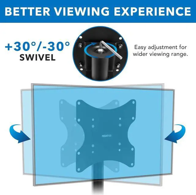 Alt view image 5 of 7 - Flat Screen TV Bolt Down Stand for Desk, Desktop, and Tabletop [23" - 43" Screens] Swivel Tabletop Mount, VESA Mount up to 200x200mm (Steel, Black)