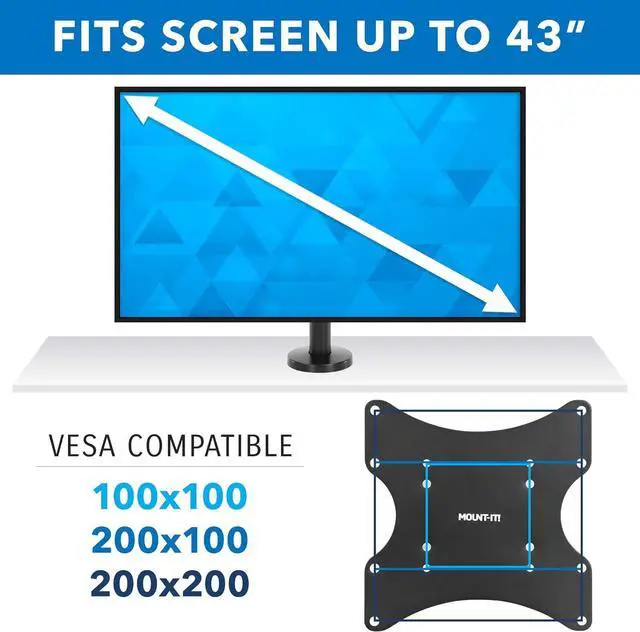 Alt view image 6 of 7 - Flat Screen TV Bolt Down Stand for Desk, Desktop, and Tabletop [23" - 43" Screens] Swivel Tabletop Mount, VESA Mount up to 200x200mm (Steel, Black)