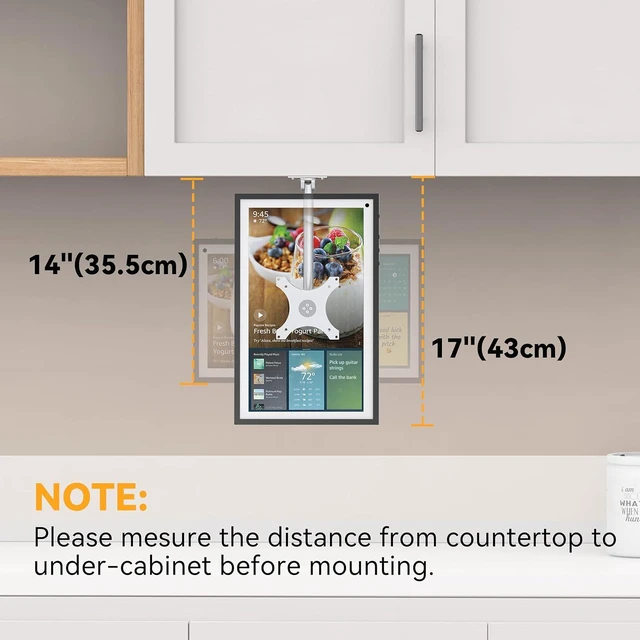 Alt view image 7 of 7 - Laivli Show 15 Under Cabinet Mount, Easy to Adjust The Height with Thumb Screw, Rotate Tilt Swivel for 15.6" Smart Display, Whole Aluminum Mount for Show 15VESA 75x75mm 100x100mm