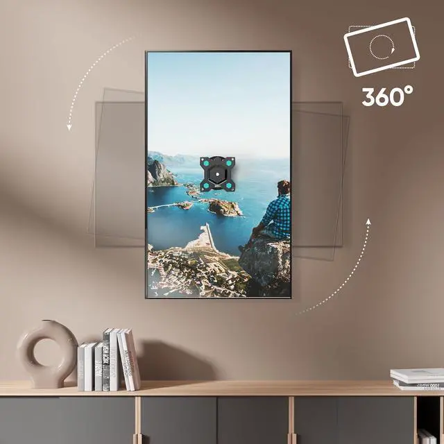 Alt view image 3 of 7 - ONKRON Small TV Wall Mount for 10-35 Inch Screen up to 44 lbs, 360° Rotating TV Mount Low Profile with Swivel and Tilt VESA 75x75 & 100x100, Full Motion Wall Mount Monitor Bracket Black