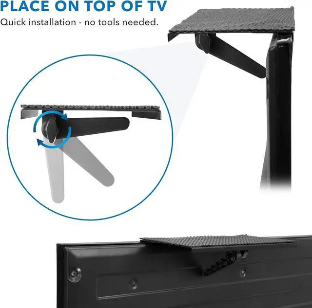 Alt view image 2 of 7 - Mount-It! Above TV Shelf for Wall Mounted TV, Adjustable Screen Top Shelf for Cable Box, Apple TV, DVD, Streaming Device, 12 Inch Wide Anti-Skid Platform, 13.6 Lbs Capacity