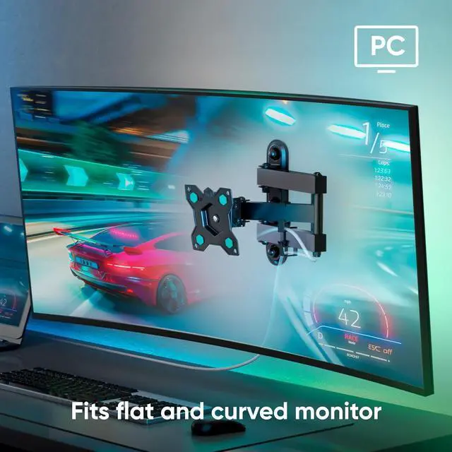 Alt view image 6 of 7 - ONKRON Full Motion TV Wall Mount for 10-35 Inch Screen up to 44 lbs, 360° Rotating TV Mount Swivel and Tilt, Articulating Arm, VESA 75x75 & 100x100 Corner Small Monitor Wall Mount Black