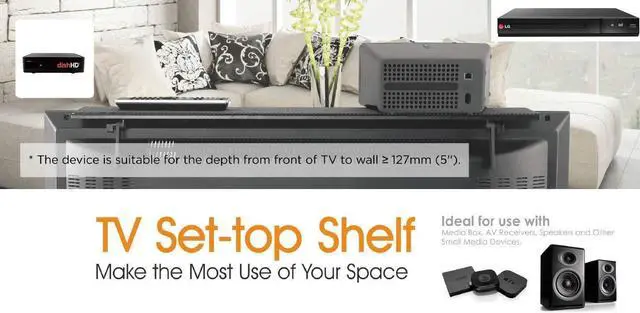 Alt view image 2 of 4 - Mount Plus MP-APM-05-02 Top Shelf TV Mounting Bracket 24-inch Wide Platform | Holds Speaker, Streaming Device, Game Console, and More (1 Pack 24 Inch)