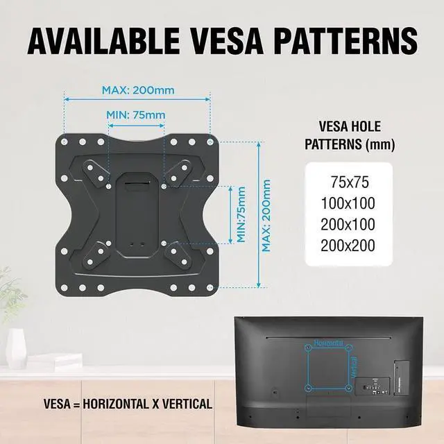 Alt view image 3 of 7 - ELG Full Motion TV Wall Mount for TVs 15'' to 58'', Holds up to 66.1lbs, Articulating Arms Swivels Tilt Extension, Max VESA 200x200mm, FULL20, Steel, Black