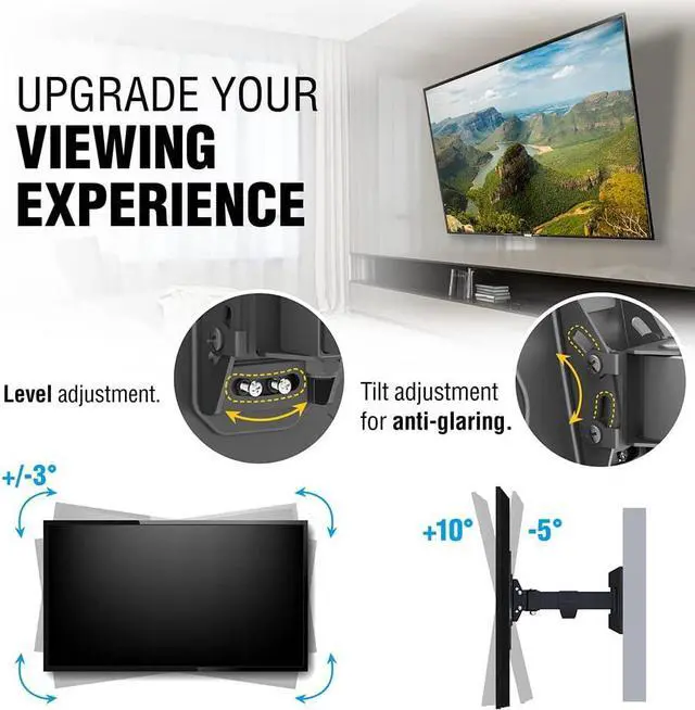 Alt view image 6 of 7 - ELG Full Motion TV Wall Mount for TVs 15'' to 58'', Holds up to 66.1lbs, Articulating Arms Swivels Tilt Extension, Max VESA 200x200mm, FULL20, Steel, Black