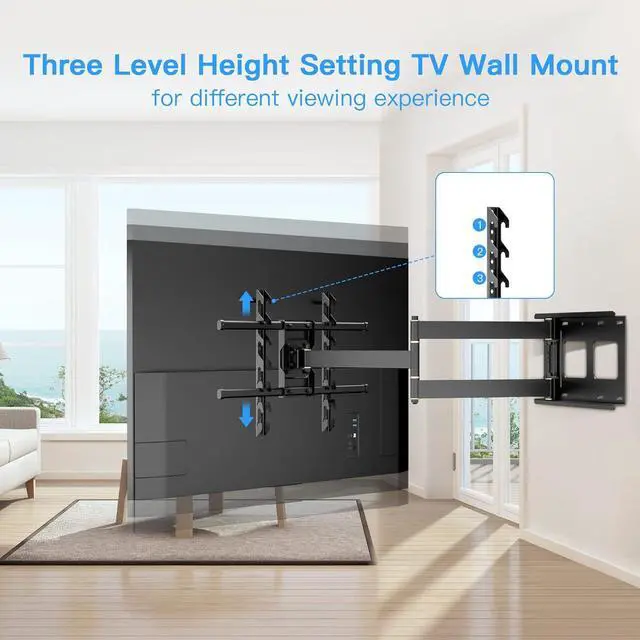 Alt view image 3 of 7 - FORGING MOUNT Long Arm Corner TV Mount with Height Setting Full Motion TV Wall Mount with 36" Extends for Corner/Flat Installed Fits 42"-86" TVs,Holds 150lbs,VESA 600x400mm